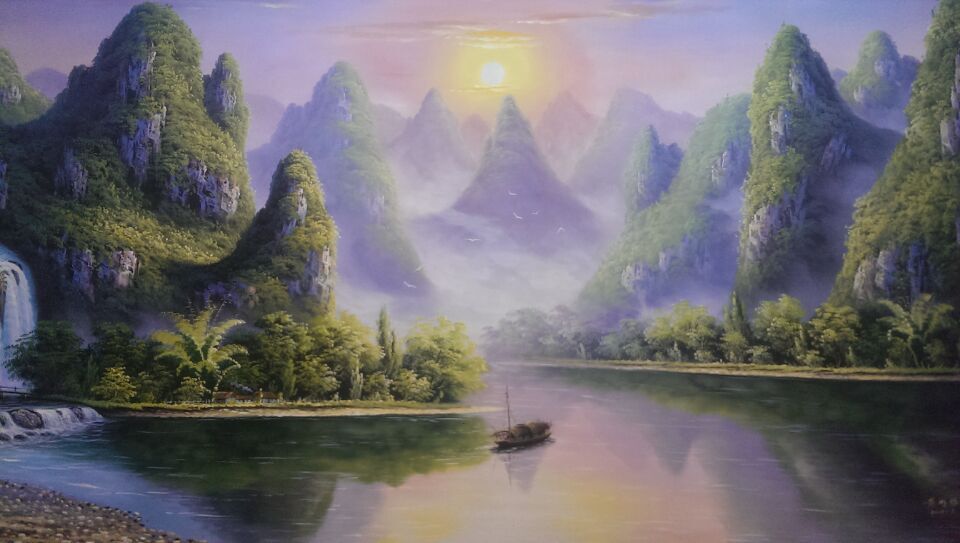 漓龙画院画家姜可道的山水画作品